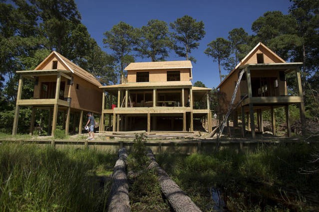 The WIE Village under construction, to include equal deck to living space! Builder, Steve Owens, with Outer Banks Renovations & Construction pictured here!